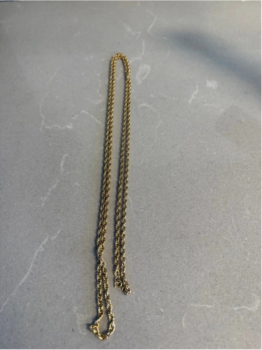 Vintage Gold Tone Rope Chain Necklace 24 Inch Twisted Link Chain Unisex Statemen